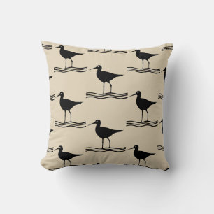 fun nautical CRANE BIRD themed pattern Throw Pillow
