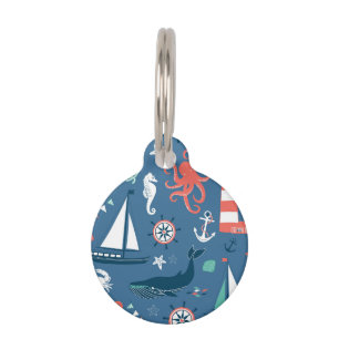 Fun Nautical Graphic Pattern Pet ID Tag