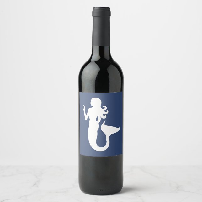 fun nautical MERMAID theme Wine Label (Front)