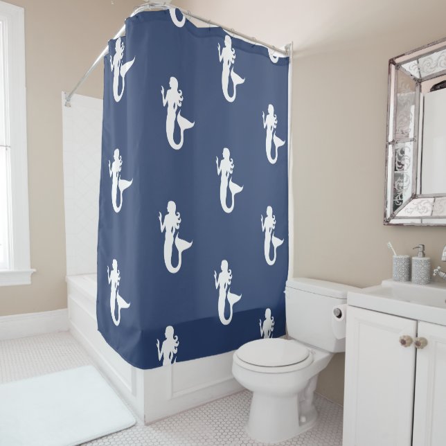 fun nautical MERMAID themed pattern | Shower Curtain (In Situ)