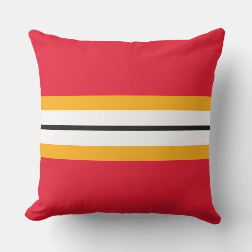 Fun Nautical Red Yellow Black White Racing Stripes Outdoor Pillow
