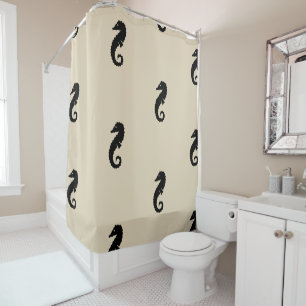 fun nautical SEAHORSE themed pattern   Shower Curtain