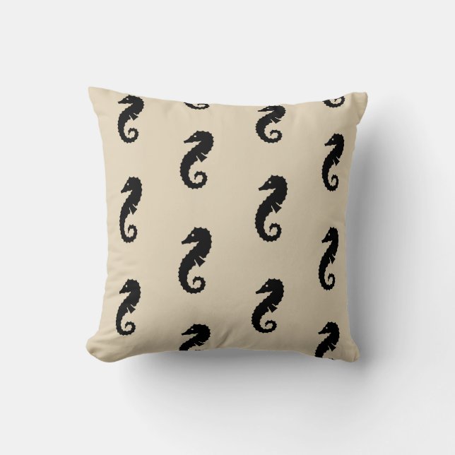 fun nautical SEAHORSE themed pattern Throw Pillow (Front)