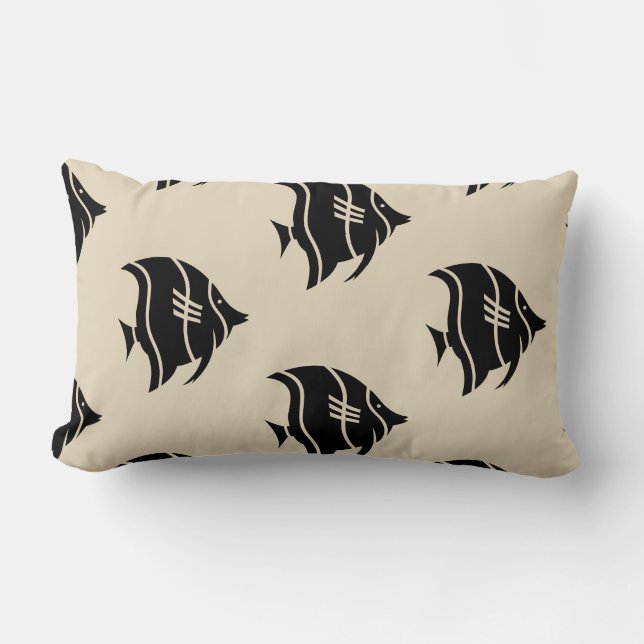 fun nautical striped fish themed pattern | lumbar pillow (Front)