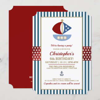 Fun Nautical Theme Birthday Party Invitation
