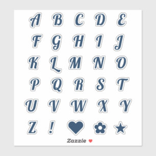 Fun Navy Blue Alphabet Initial Monogram Letters Sticker