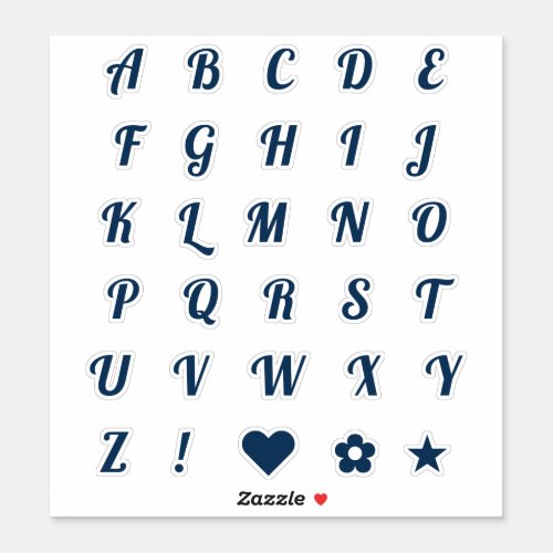 Fun Navy Blue Alphabet Initial Monogram Letters Sticker