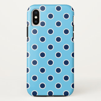 Fun Navy Polka Dots on Sky Blue iPhone X Case