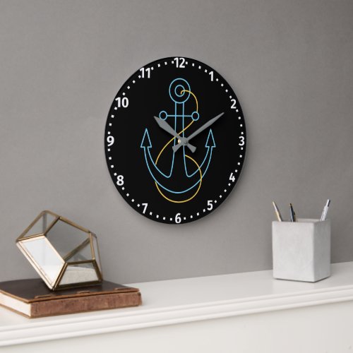 Fun Neon Boat Anchor Large Clock