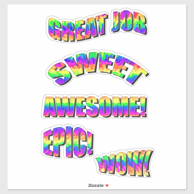 Fun Neon Encouraging Motivation Rainbow Words Sticker (Sheet)