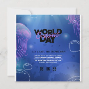 Fun Neon Glow Blue Green Pool Party Boys Birthday Save The Date