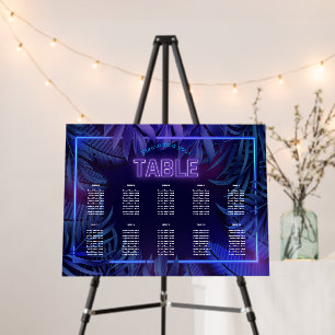 Fun Neon Glow in the Dark Birthday Seating Chart Foam Board