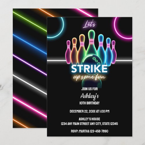 Fun Neon Glow Night Bowling Birthday