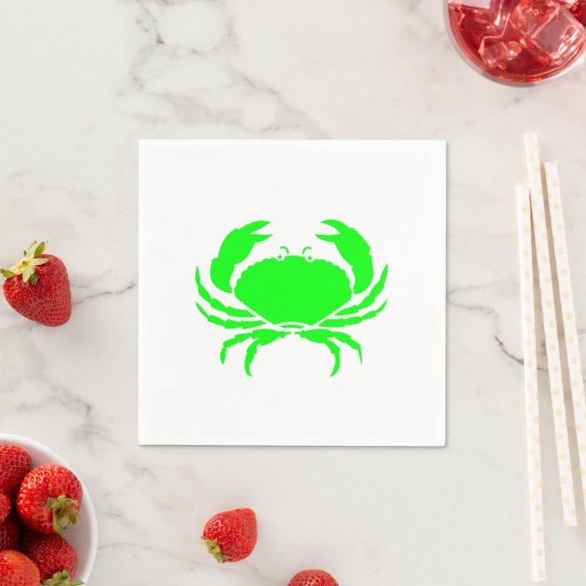 Fun neon green crabs pattern cute modern  napkins (Insitu)