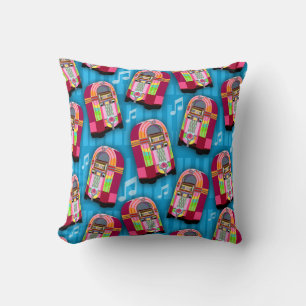 Fun Neon Jukebox Epic Retro Pattern Art Throw Pillow