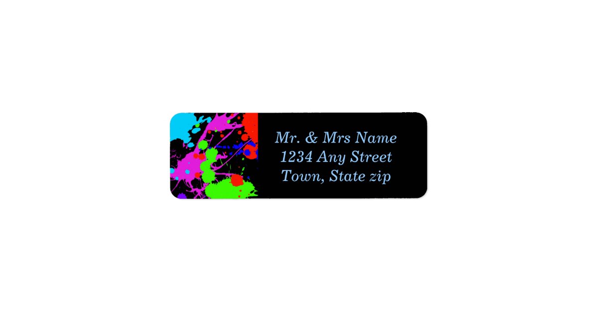 Fun, Neon Paint Splatter, Custom Label | Zazzle