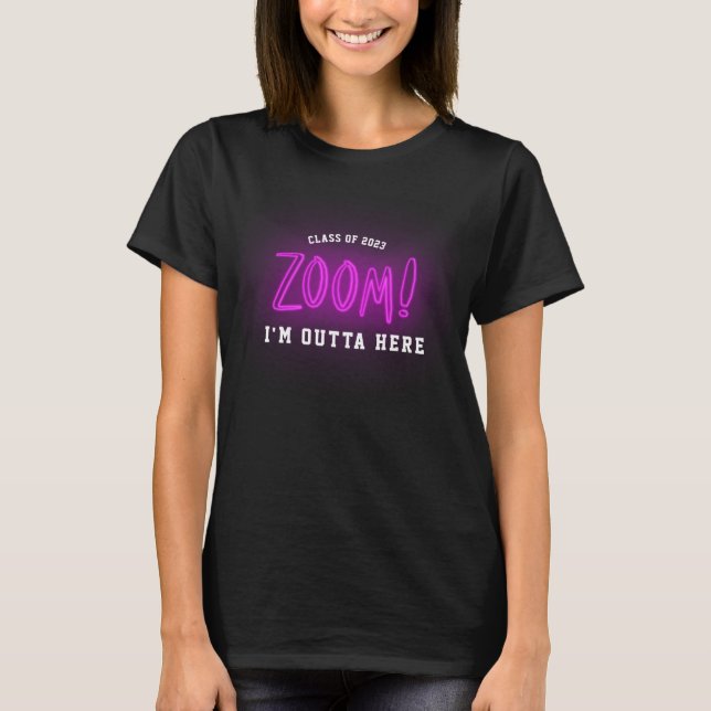 Fun Neon Pink Zoom Graduation Modern Trendy Remote T-Shirt (Front)
