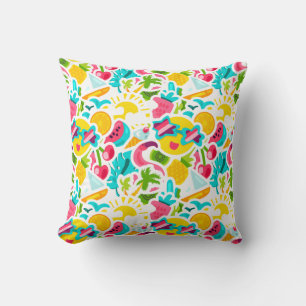 Fun Neon Sticker Pattern Throw Pillow