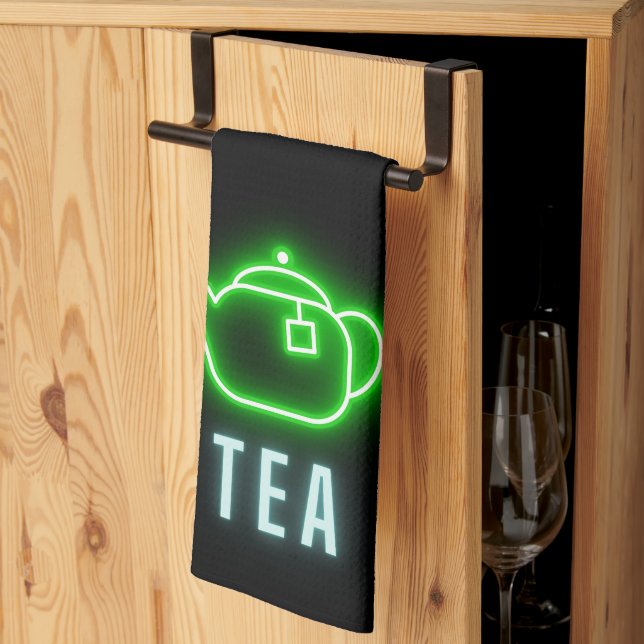 Fun Neon Teapot  Kitchen Towel (Thirds Fold)
