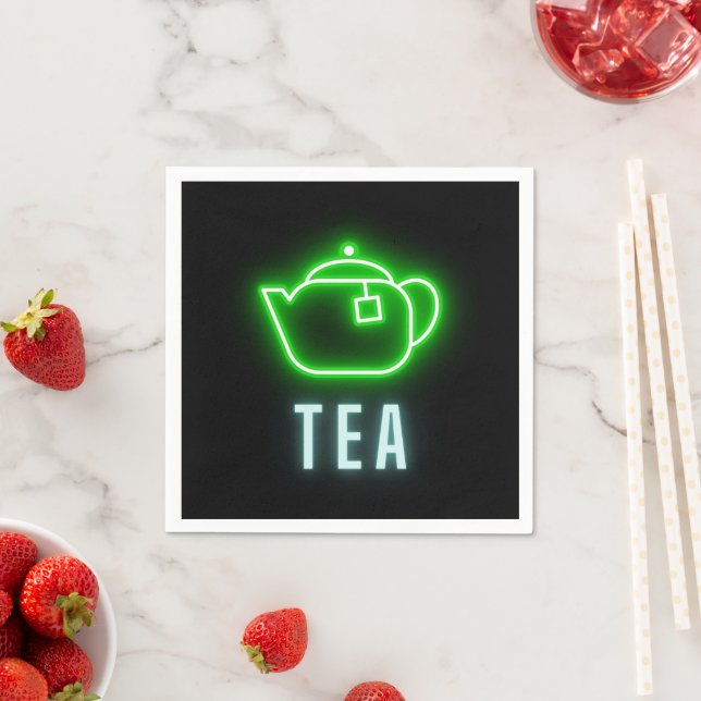Fun Neon Teapot  Paper Party Napkins (Insitu)