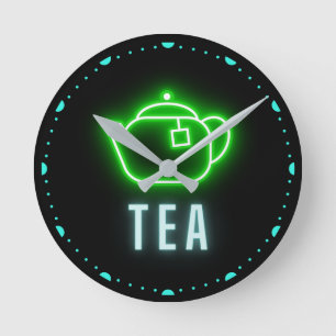 Fun Neon Teapot   Round Clock