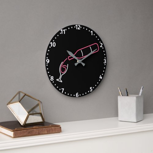 Fun Neon Wine Pouring Large Clock