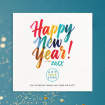 Fun New Year Eve Colorful Brush Typo Business Logo