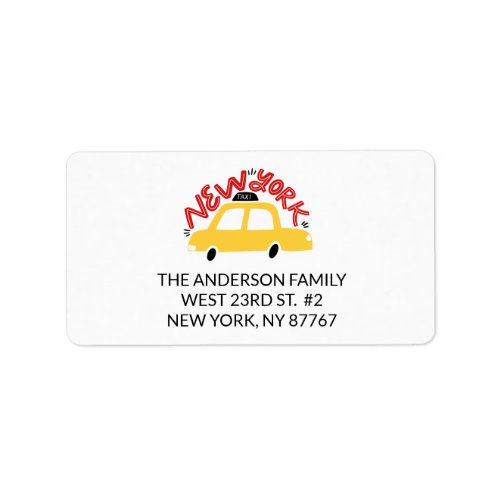 Fun New York Taxi Cab New Address Label