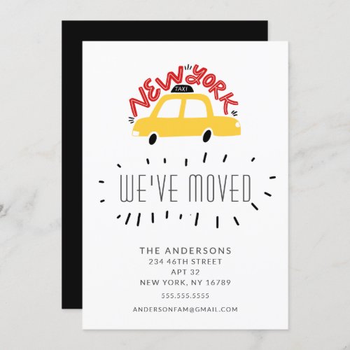 Fun New York Yellow Cab Moving Announcement Card