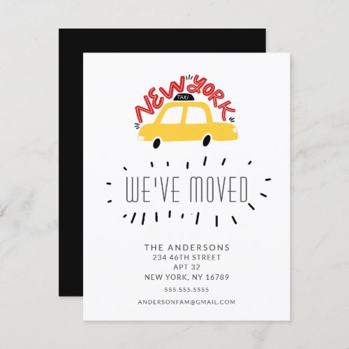 Fun New York Yellow Taxi  Moving Announcement Card