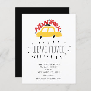 Fun New York Yellow Taxi  Moving Announcement Card