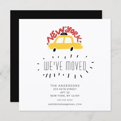 Fun New York Yellow Taxi Moving Announcement Card
