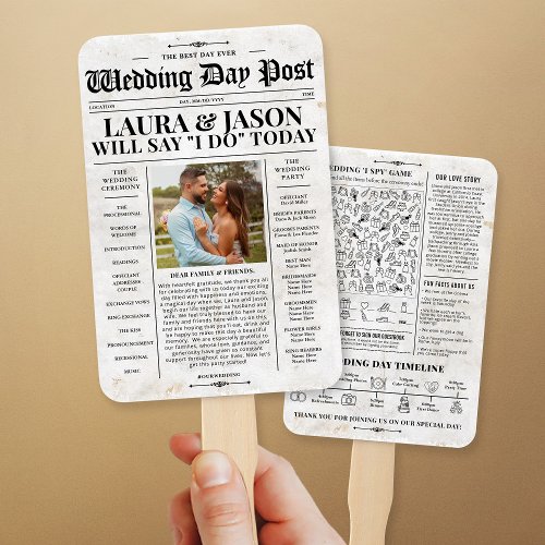 Fun Newspaper Wedding Programs Hand Fan