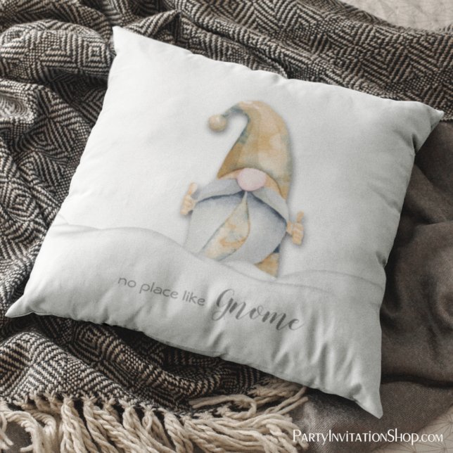 Fun No Place Like Gnome Christmas Holiday Throw Pillow (Creator Uploaded)