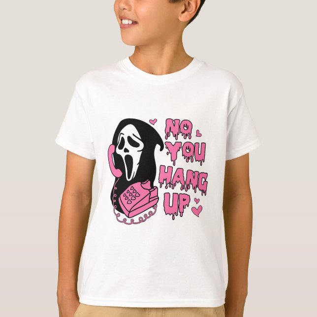 Fun No You Hang Up First Ghost Calling Hello Hallo T-Shirt (Front)
