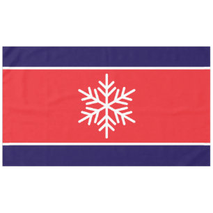 Fun Nordic White Snowflake Bright Red Navy Stripes Tablecloth