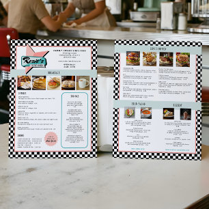 Fun Nostalgic 50s Retro Diner/Cafe Menu