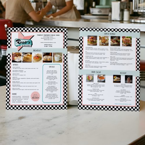 Fun Nostalgic 50s Retro Diner/Cafe  Menu