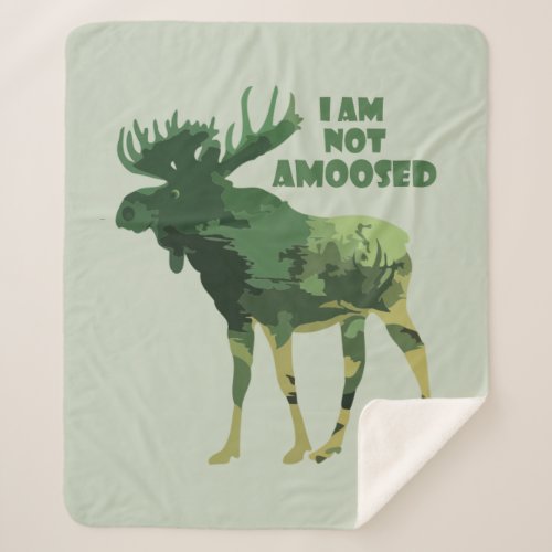 Fun Not Amused Camouflage Moose Animal Wildlife Sherpa Blanket
