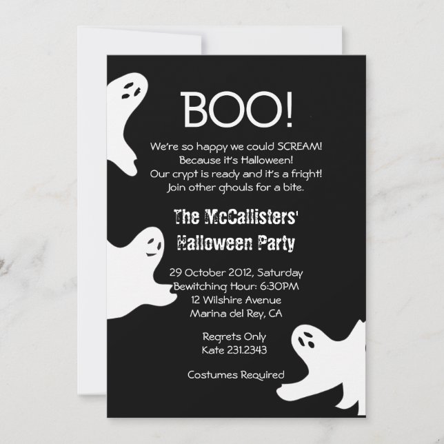 FUN Not So Scary Halloween Costume Party Invites (Front)