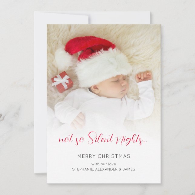 Fun Not So Silent Nights Baby Photo  Holiday Card (Front)