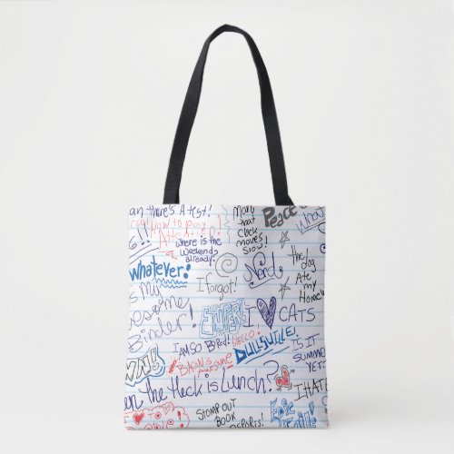 Fun Notebook School Boredom Doodle Art Tote Bag