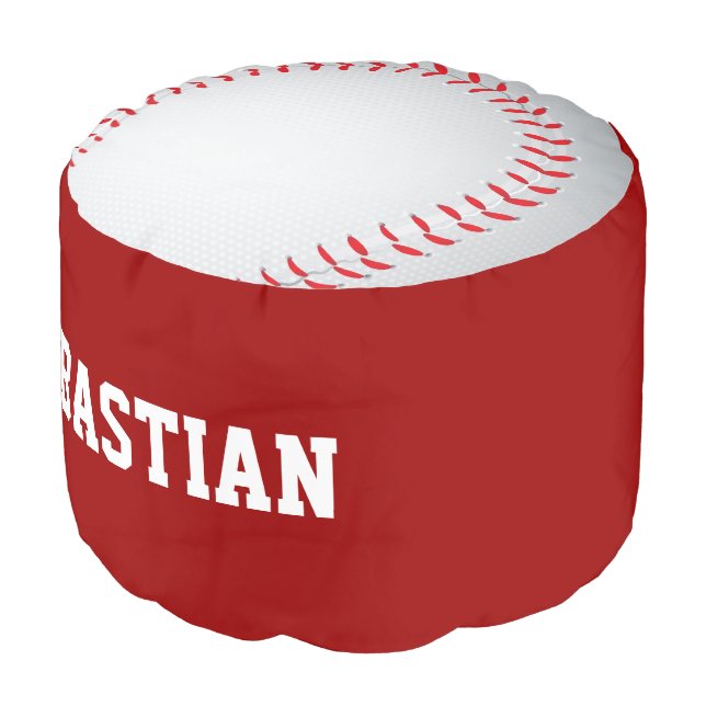Fun Novelty Baseball Sport Themed Personalized Pouf (Angled Front)