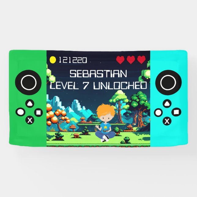 Fun Novelty Computer Game Birthday Party Banner (Horizontal)