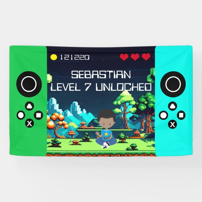 Fun Novelty Computer Game Birthday Party Banner (Horizontal)