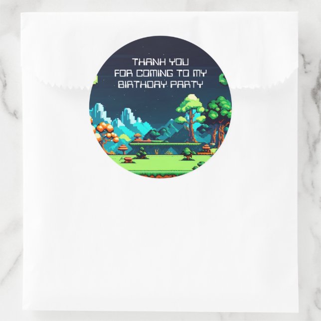 Fun Novelty Computer Game Birthday Party Classic Round Sticker (Bag)