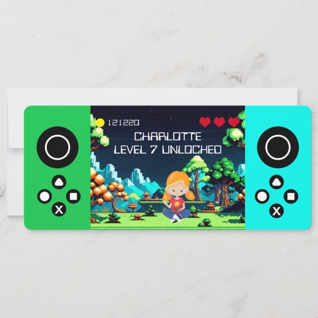 Fun Novelty Computer Game Birthday Party Invitation (Front)