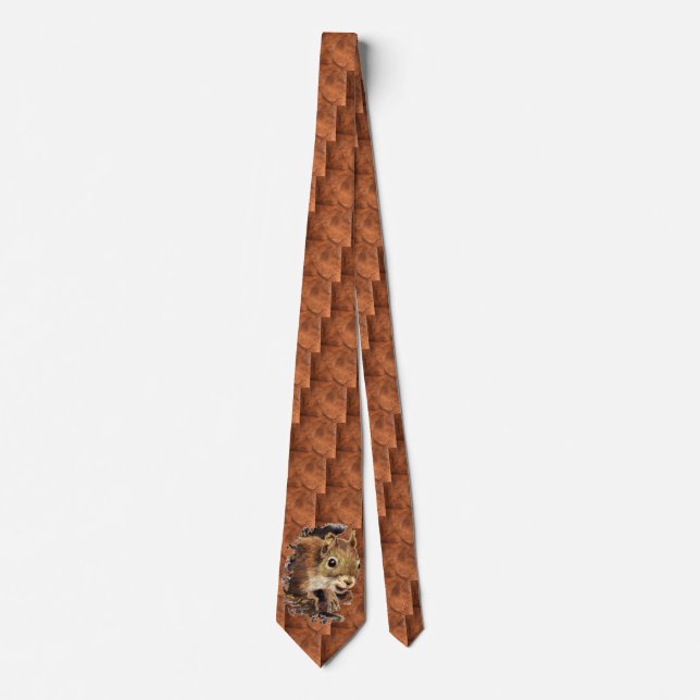 Fun Novelty Curious Squirrel Animal Neck Tie (Front)
