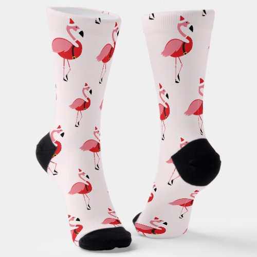 Fun Novelty Flamingo Santa Animal Socks