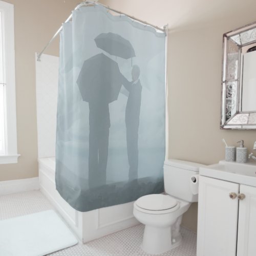 Fun Novelty Foggy Umbrella Gray Art Shower Curtain